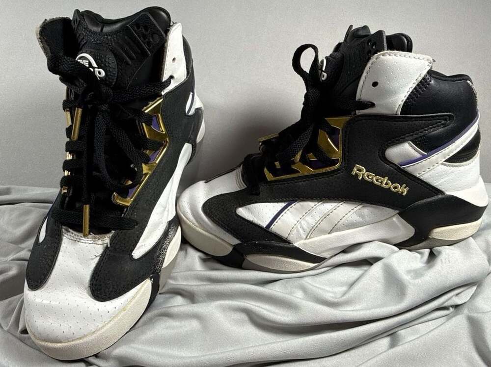 Vintage Reebok Shaq Attaq MVP Basketball Shoes White Black Gold 100032830 men’s